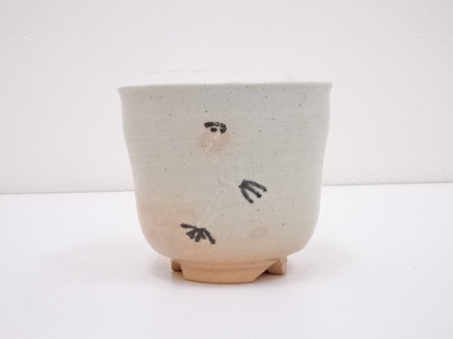 c586 筒茶碗 御本立鶴 福森比路志 木箱 茶道具 古物 道具 ] - 道具 福森比路志造 御本立鶴筒茶碗 | ネットショップ圭